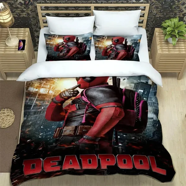 Soft Cartoon 3D Deadpool Duvet Cover Fine