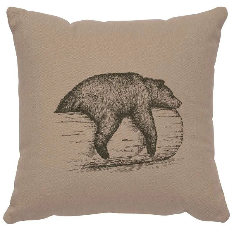 Modern quot Bear on a Log quot Image Pillow 16×16 Fast