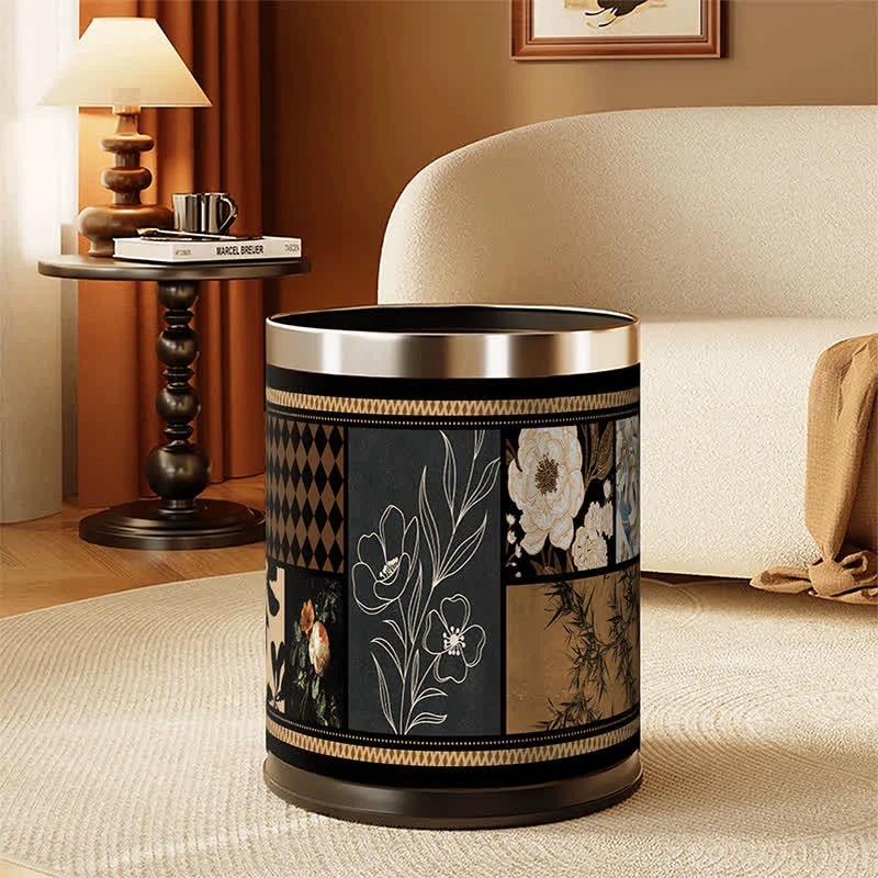 Superior Ownkoti Artistic Leather Double-Layer Trash Can Breathable