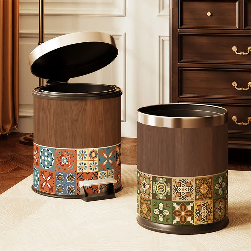 High-Performance Ownkoti Vintage Mediterranean Double-Layer Trash Can Traditional