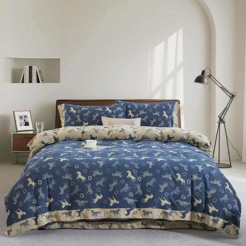 Natural Ownkoti Whimsical Pony Cotton Gauze Bedding Set 4PCS Proven