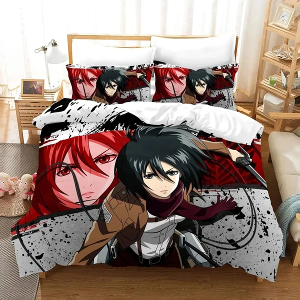 Proven Attack on Titan Anime Mikasa Bedding Set Natural