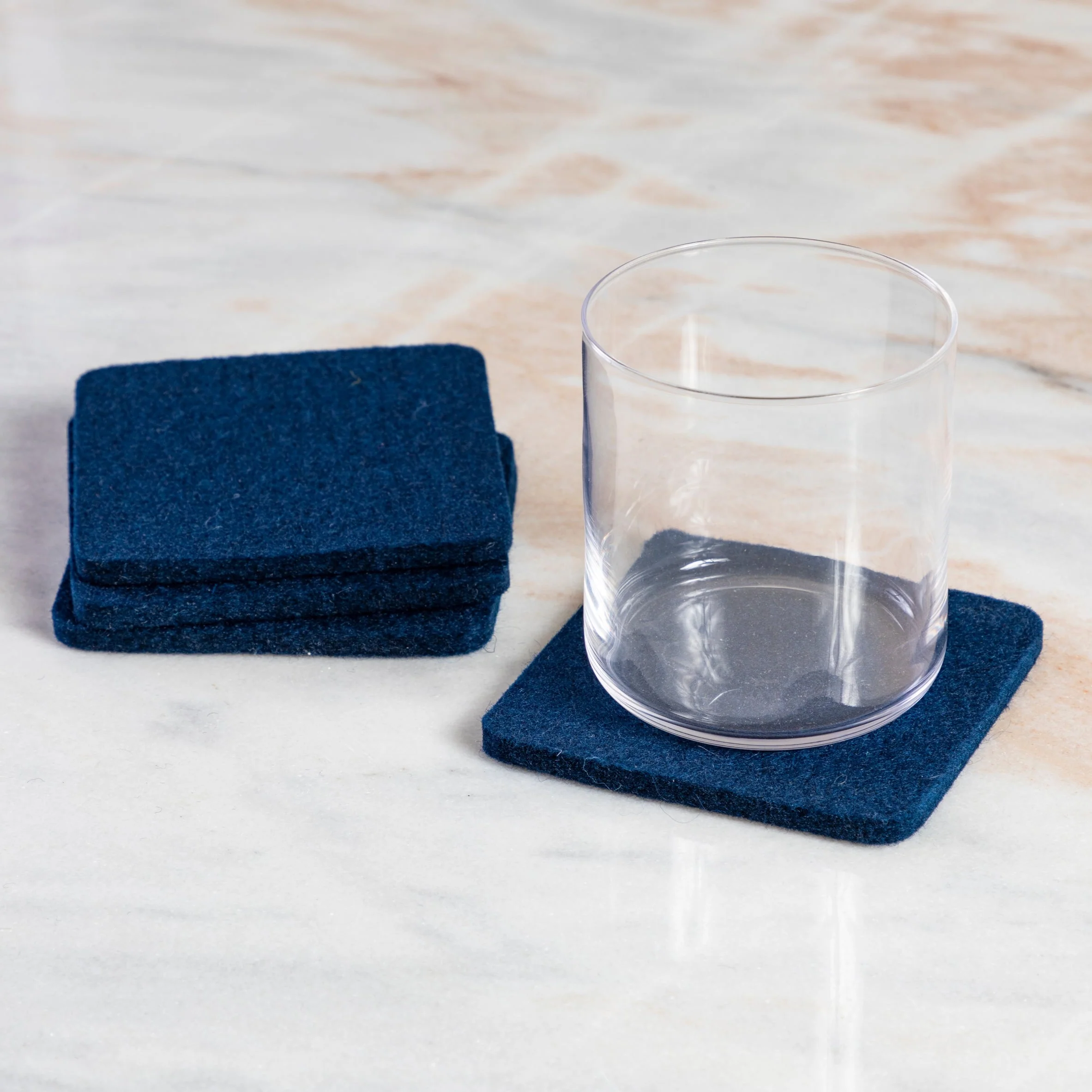 Consistent Square Felt Coaster Set of 4 Marine Breathable