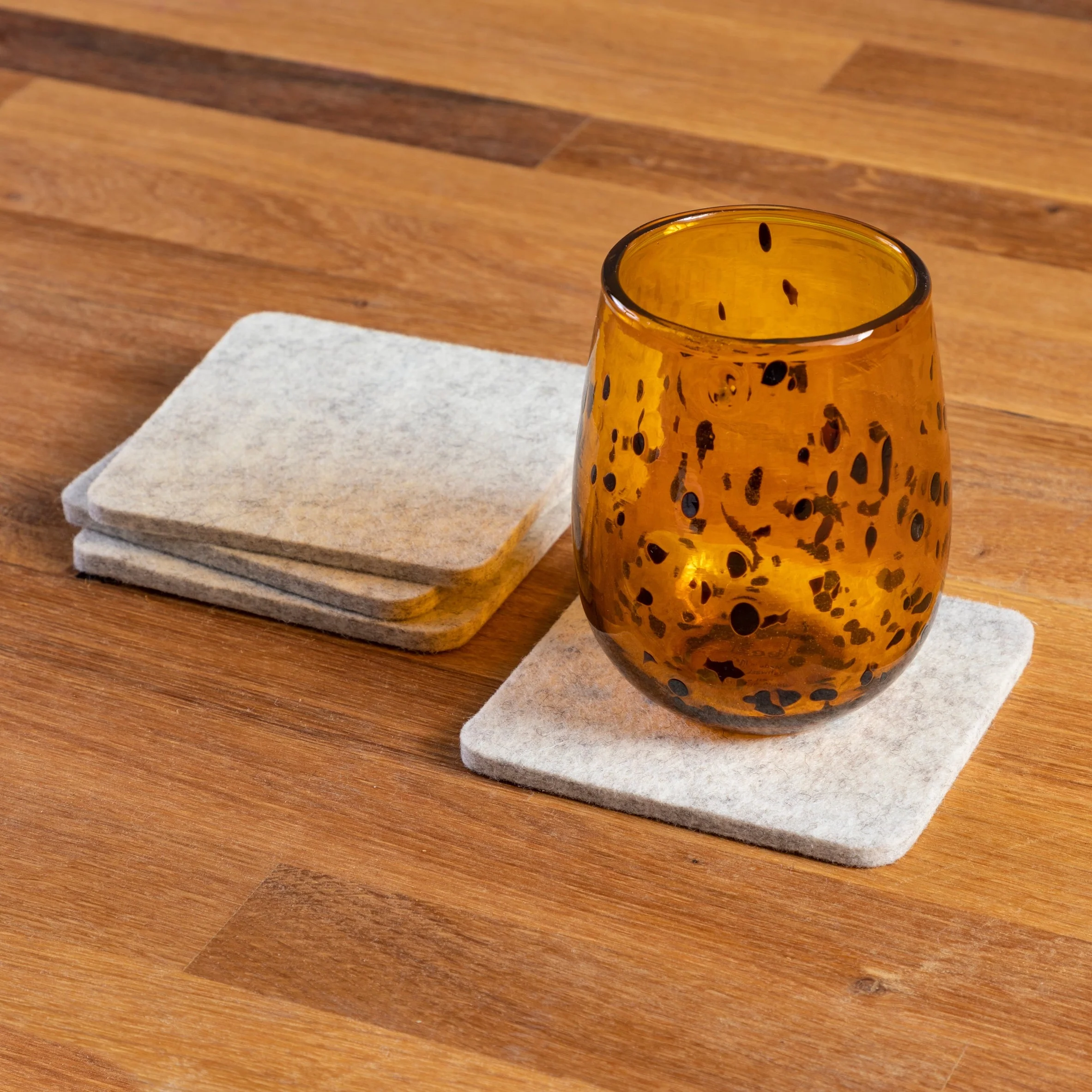 Fine Crafted Square Felt Coaster Set of 4 Heather White High-Performance