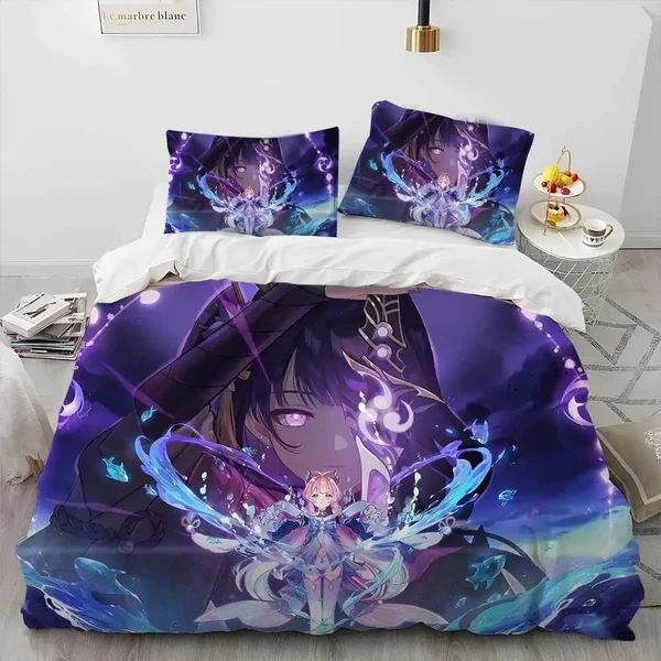 Innovative Anime Genshin Impact Raiden Shogun Bedding Set Expertly Made