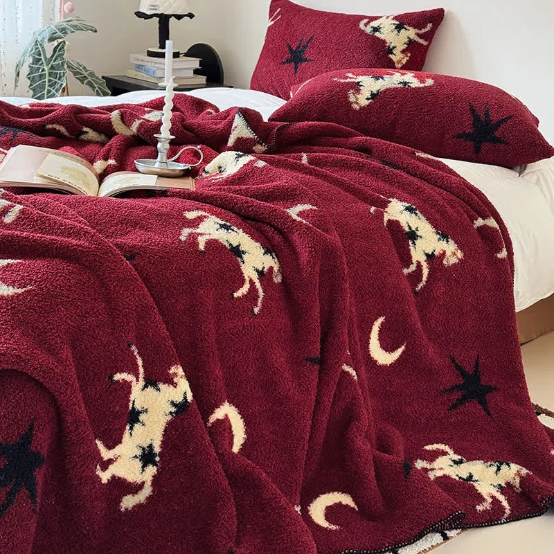 Long-Lasting Ownkoti Festive Year of the Horse Knitted Throw Blanket Fine Crafted