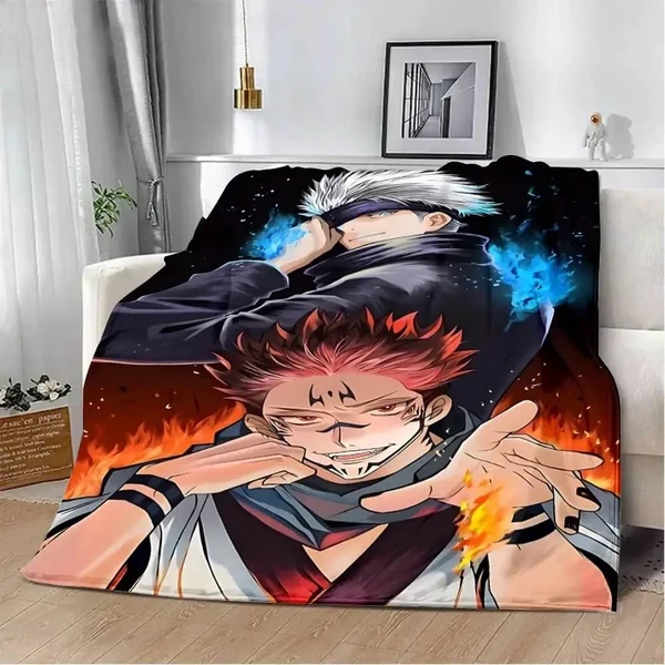 Refined Anime Jujutsu Kaisen Gojo amp Sakuna Throw Blanket Natural