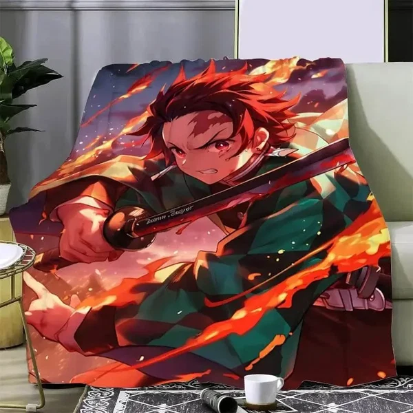High-Quality Demon Slayer Tanjiro Throw Blanket Authentic