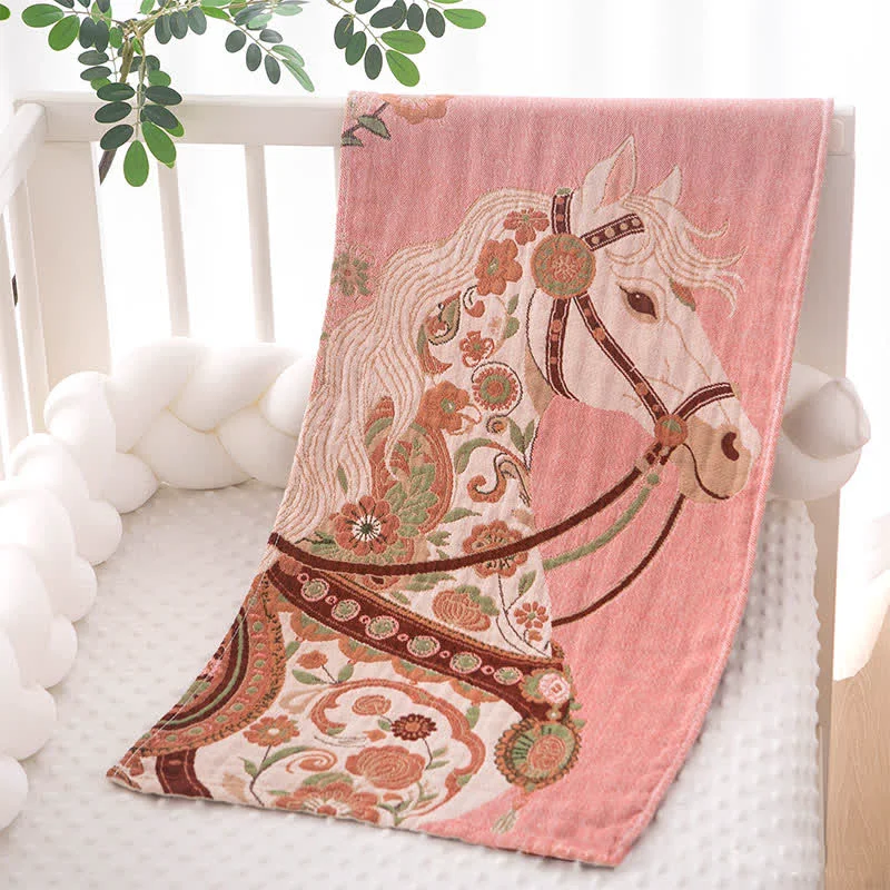 First-Class Ownkoti Floral Horse Cotton Gauze Towel Professional