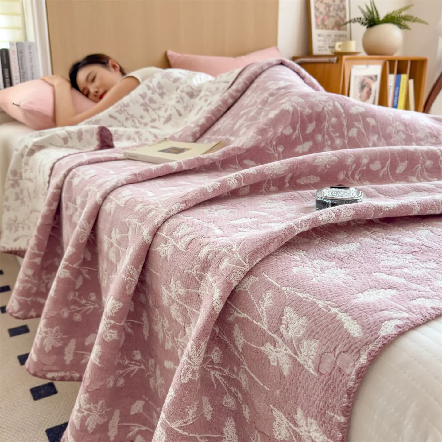 Fine Ownkoti Cottagecore Aesthetic Cotton 3-Layer Gauze Quilt High-Quality