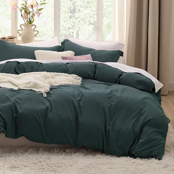 Authentic Bedsure Forest Green California King Duvet Cover – Prewashed Cotton-Like Polyester Extra Soft Bedding Set Includes 1 Cal King Duvet Cover 104 39 39 x98 39 39 with Zipper Closure amp 2 Pillow Shams No Comforter Efficient
