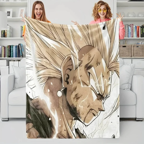 Detailed 3D Anime Dragon Ball Z Vegeta Throw Blanket Certified