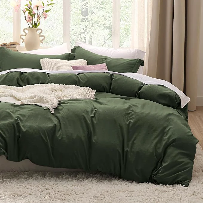 Professional Bedsure Olive Green Oversized Queen Duvet Cover – 3 Pieces Prewashed Cotton-Like Polyester Extra Soft Bedding Set Includes 1 Duvet Cover 98 39 39 x98 39 39 with Zipper Closure amp 2 Pillow Shams No Comforter Superior