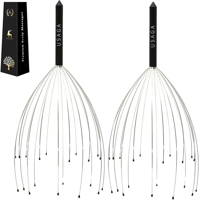 Long-Lasting USAGA Head Massager Scalp Massager 20 Fingers Head Scratcher Stocking Stuffers Elegant