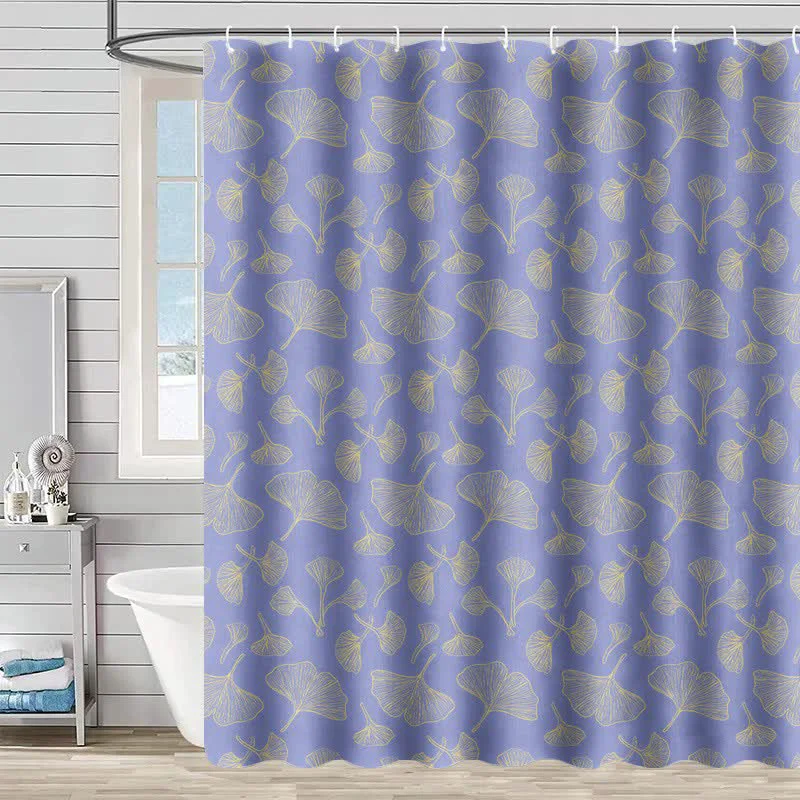 Enhanced Ownkoti Ginkgo Inspired Print Shower Curtain Modern