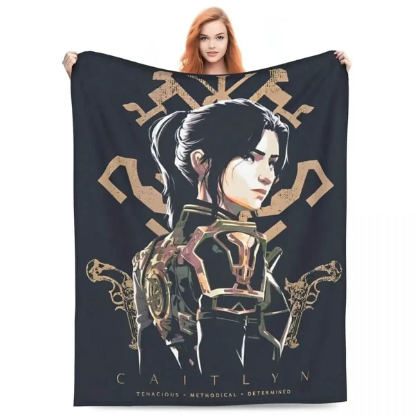 Natural 3D Anime Arcane Caitlyn Throw Blanket Responsible