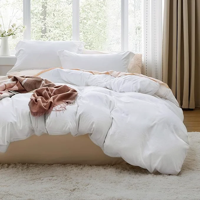Comfortable Bedsure White California King Duvet Cover – Prewashed Cotton-Like Polyester Extra Soft Bedding Set Includes 1 Cal King Duvet Cover 104×98 Inches with Zipper Closure amp 2 Pillow Shams No Comforter Excellent