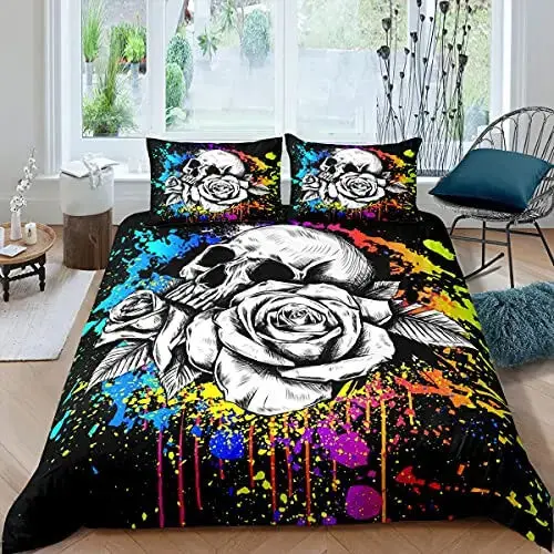 Organic 3D Rose Skull Doona Cover Practical