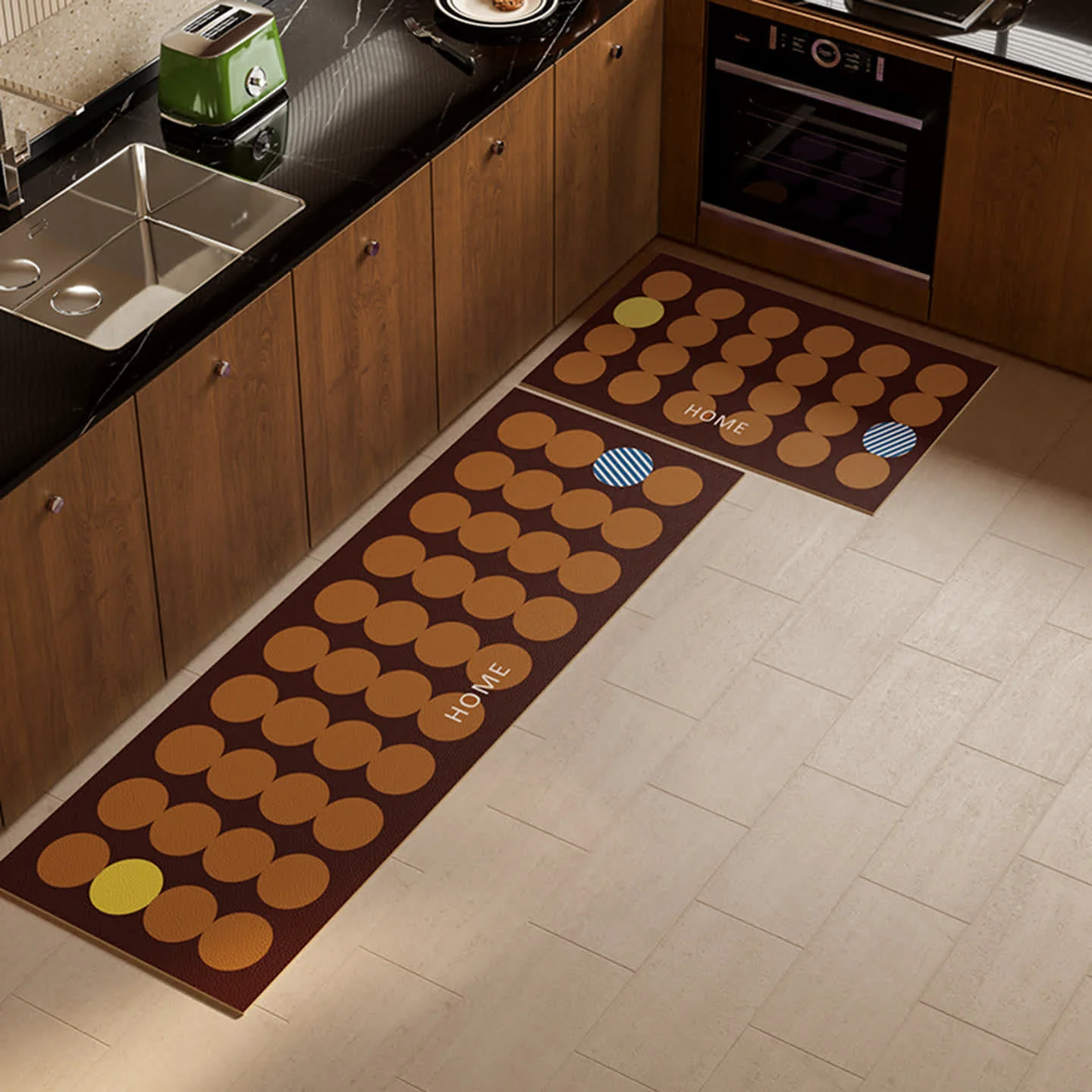 Exclusive Ownkoti Geometric Polka Dot Kitchen Rug Contemporary