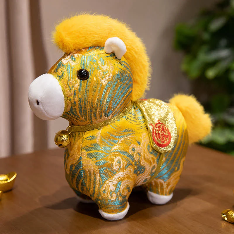 Premium Ownkoti Brocade Horse Zodiac Mascot Stuffed Animal Pure