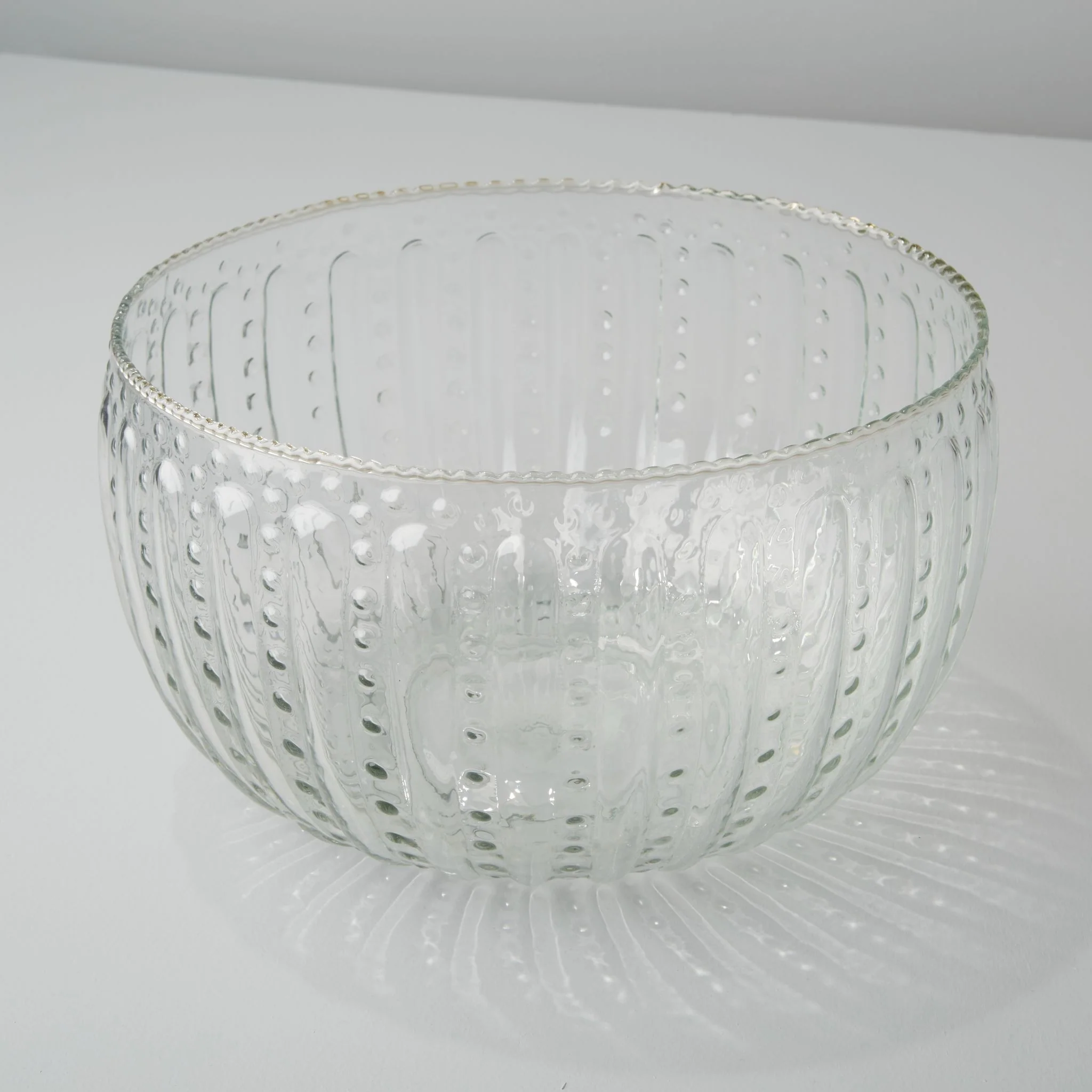 Luxury Ruffle Glass Lines Large Bowl Prestigious