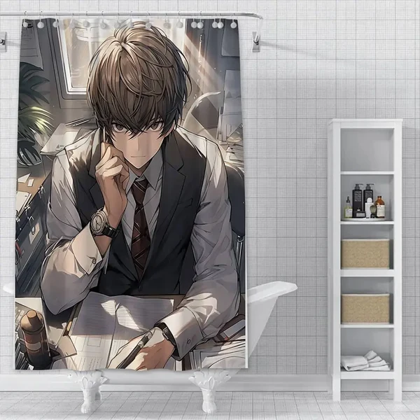 High-Quality Light Yagami Kira Anime Shower Curtain Traditional
