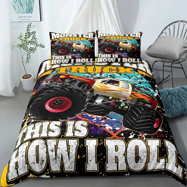 Prestigious 3D Racing Monster Truck Quilt Cover Advanced