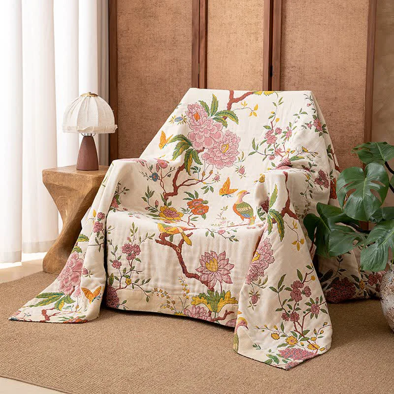 Powerful Ownkoti Country Floral Bird Cotton Gauze Blanket Safe