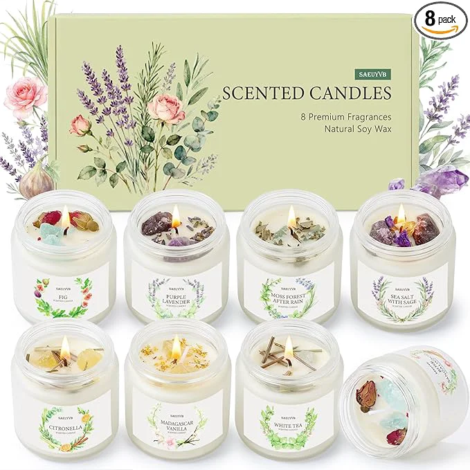 Functional Scented Candles for Home 8 Pack Soy Candles Gift Set for Women Aromatherapy Original