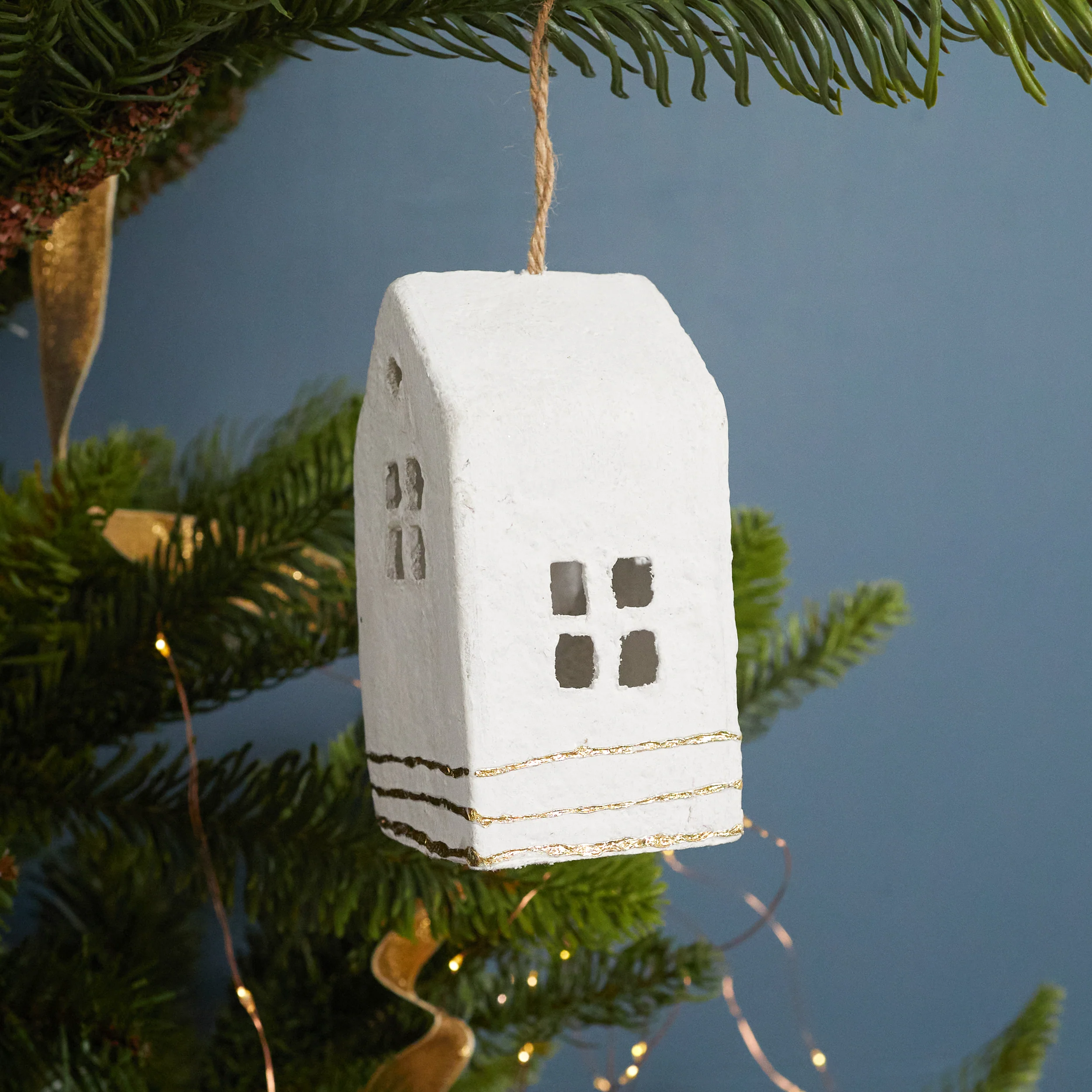 Fine Crafted Cotton Mache House Ornament Artisan