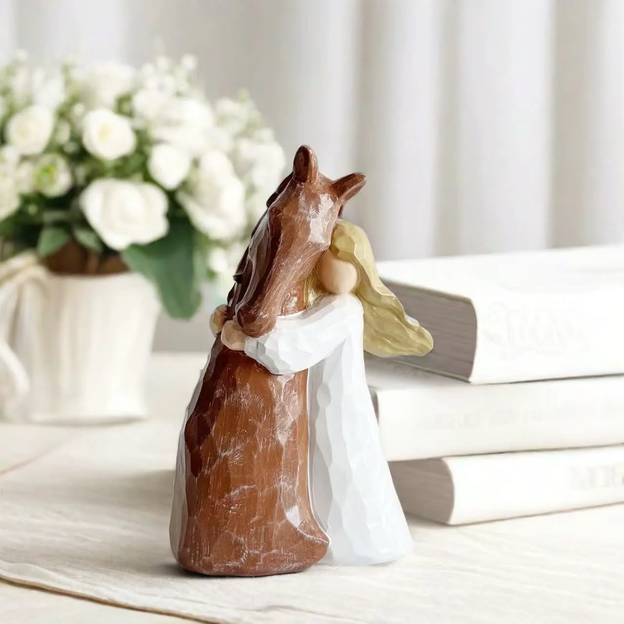 Official Ownkoti Hand-Painted Girl amp Horse Resin Home Decor Trusted