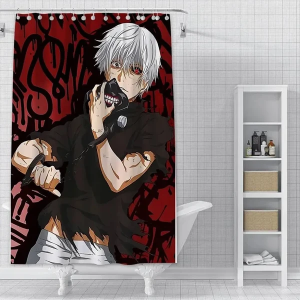 Authentic Tokyo Ghoul Colorful 3D Shower Curtains Long-Lasting