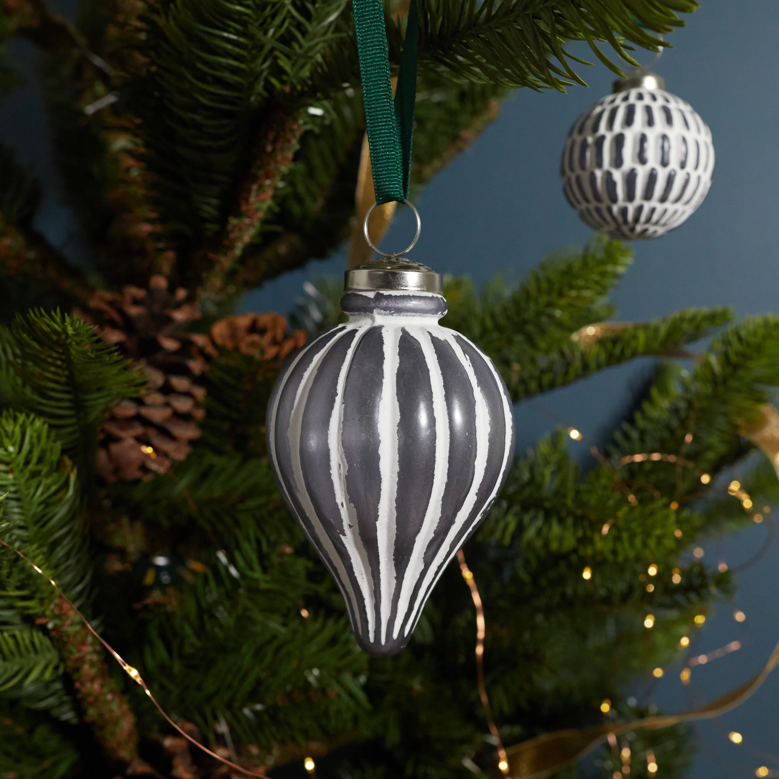 Next-Generation White amp Grey Glass Ornament Long Drop Recyclable