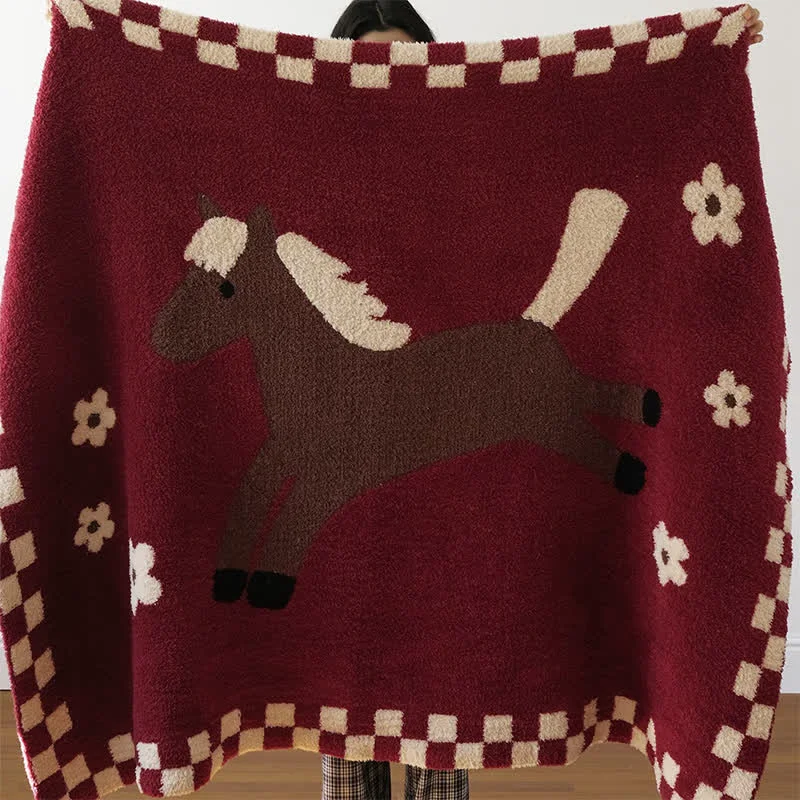 Sustainable Ownkoti Festive Equestrian Red Fleece Blanket Official