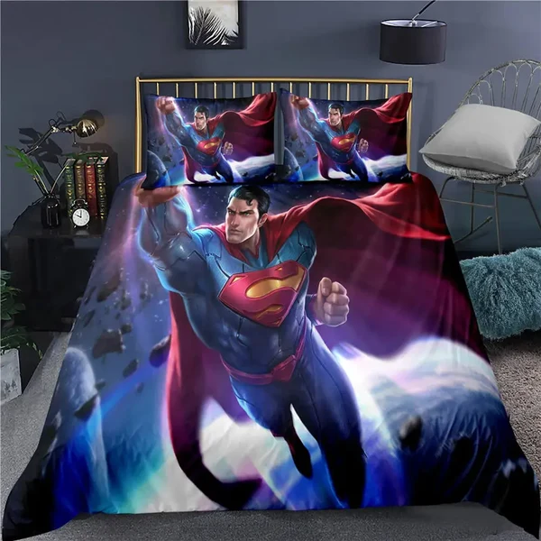 Detailed 3D Superman Quilt Cover Soft
