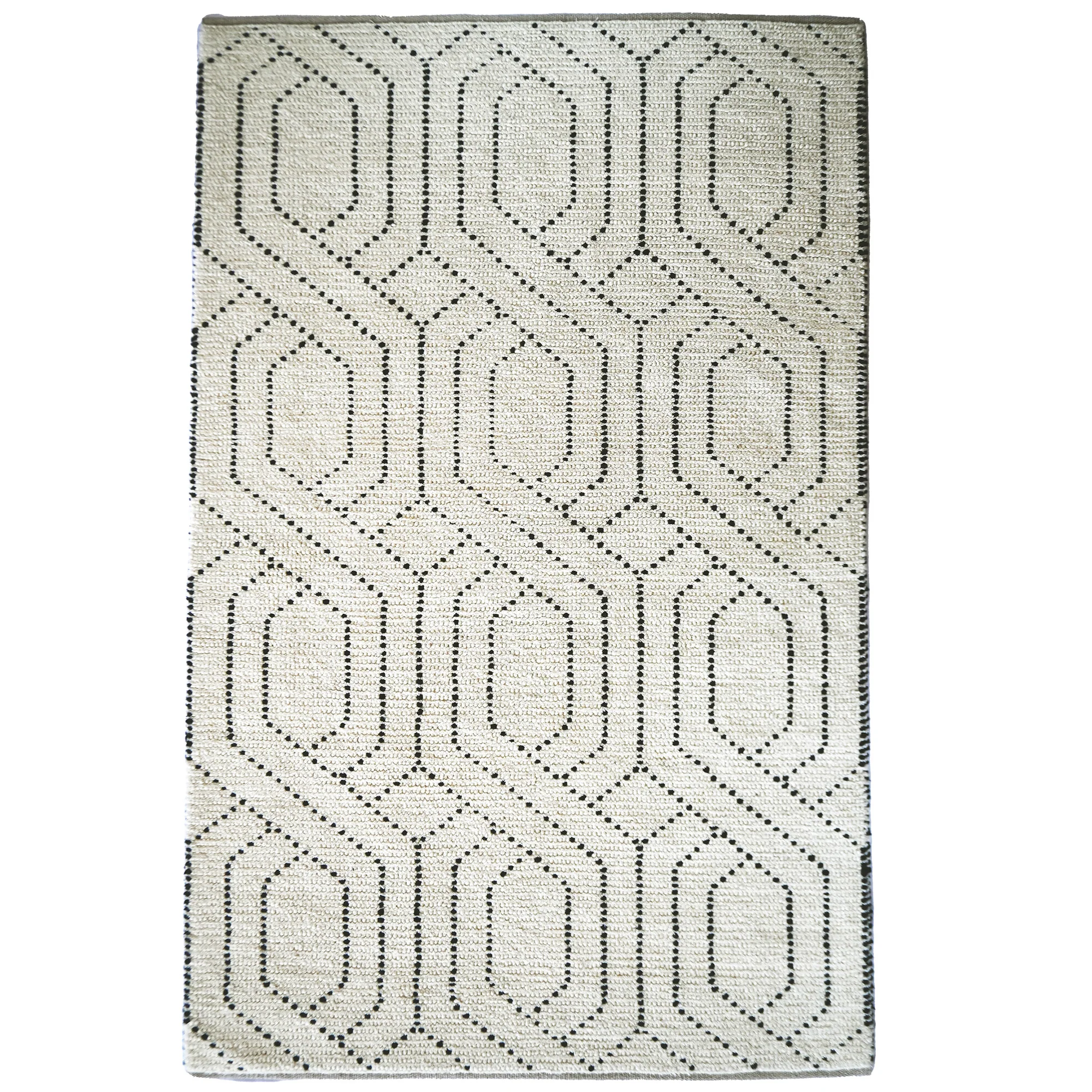 Lightweight Geometrics Ivory Black Rug Organic