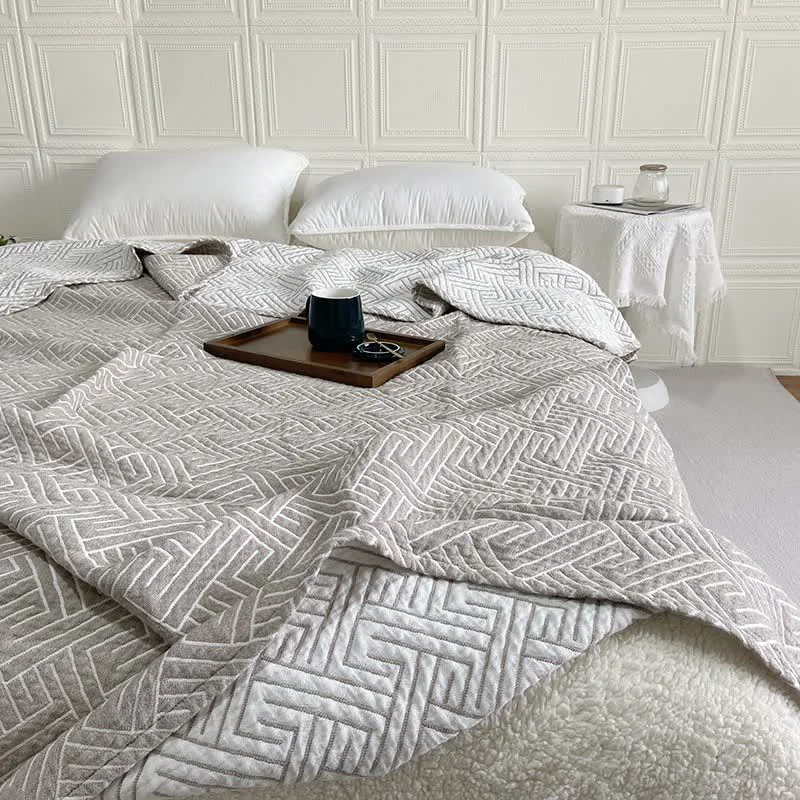 Expertly Made Ownkoti Maze Pattern Reversible Cotton Gauze Quilt Verified