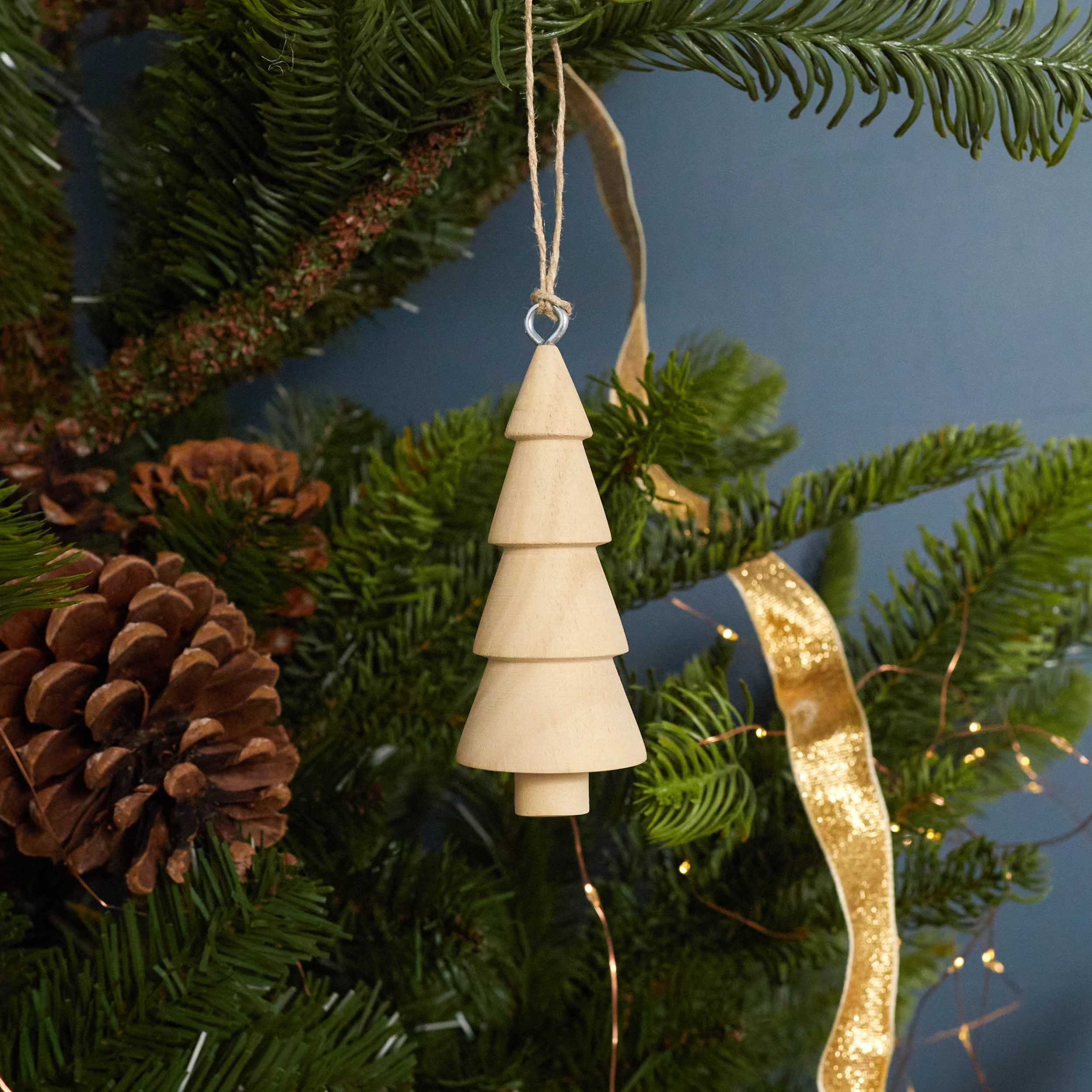 Solid Pine Tiered Tree Ornament Sustainable