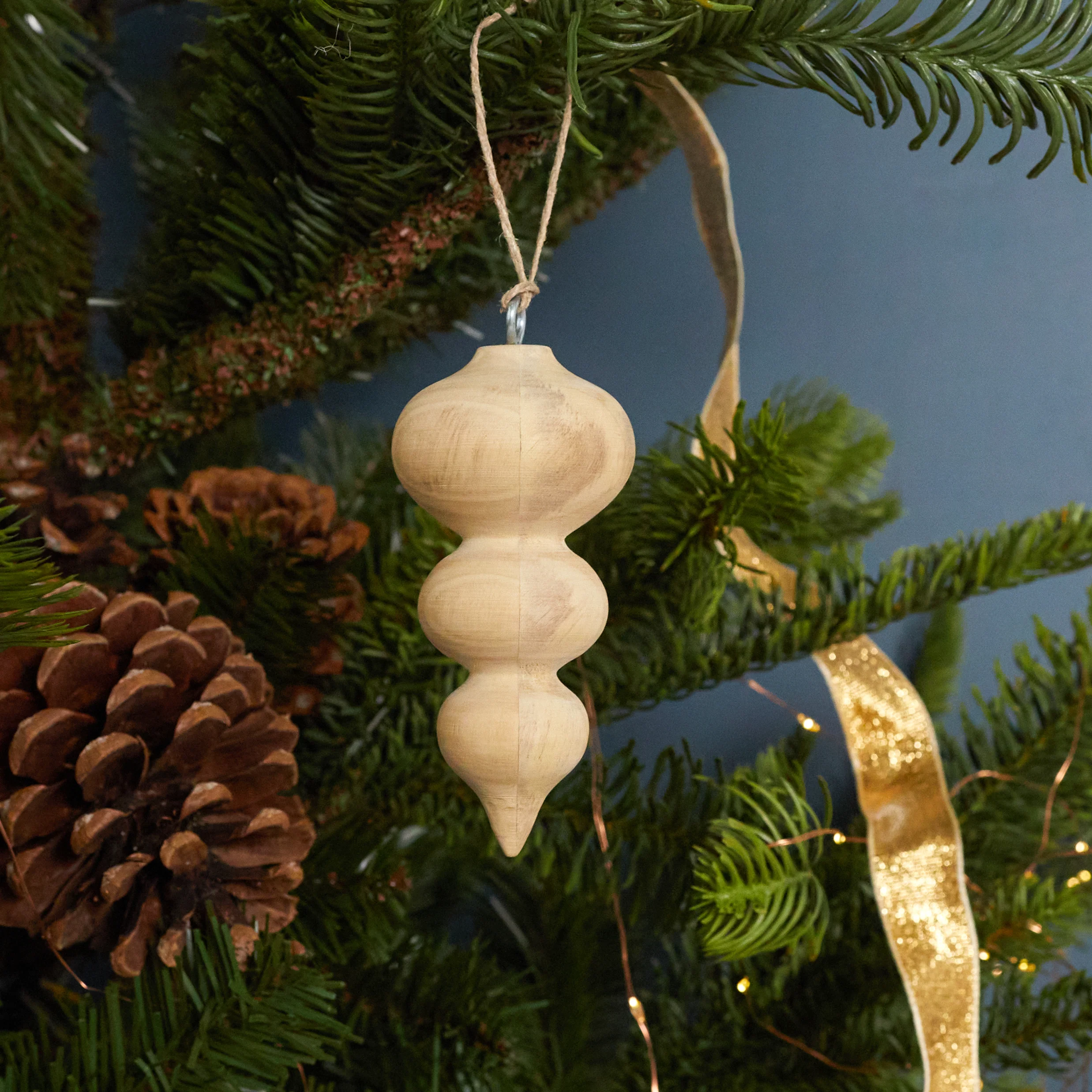 Authentic Pine Triple Drop Spindle Ornament Reusable