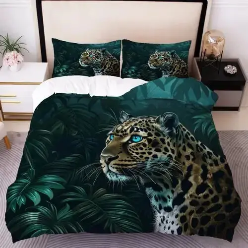 Flexible 3D Leopard Duvet Cover Recyclable