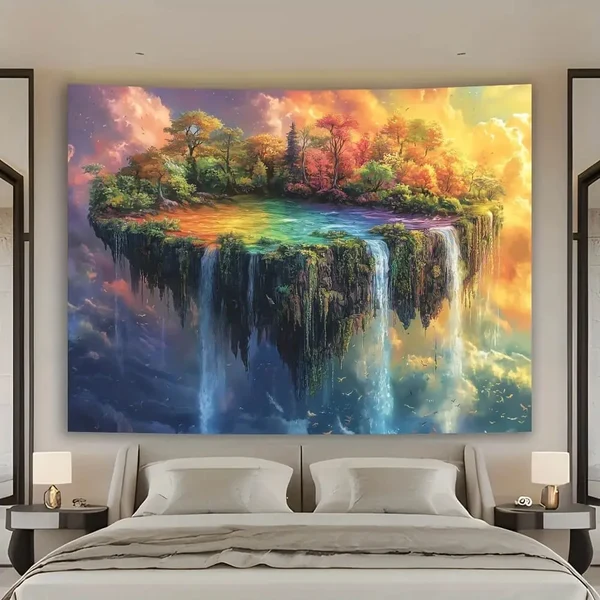 Soft Waterfall Floating Island Tapestry Luxury
