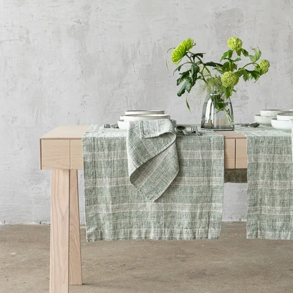 Comfortable Multistripe Runner Forest Green and Natural Easy-to-Use