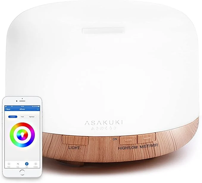 Elegant ASAKUKI Smart Wi-Fi Essential Oil Diffuser App and Voice Control Compatible Relaxed