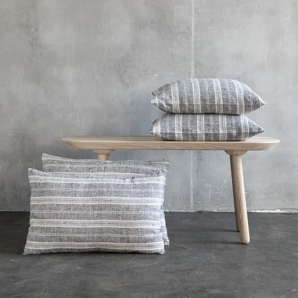 Casual Multistripe Lumbar Pillow Black and White Superior