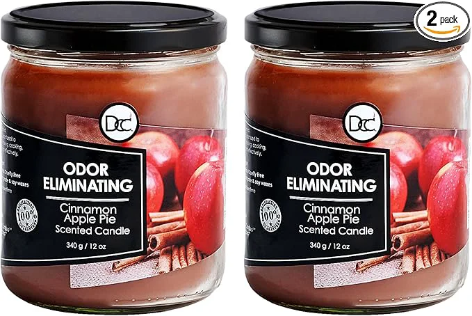 Soft Cinnamon Apple Pie Two Pack Odor Eliminating Highly Fragranced Candle Reusable