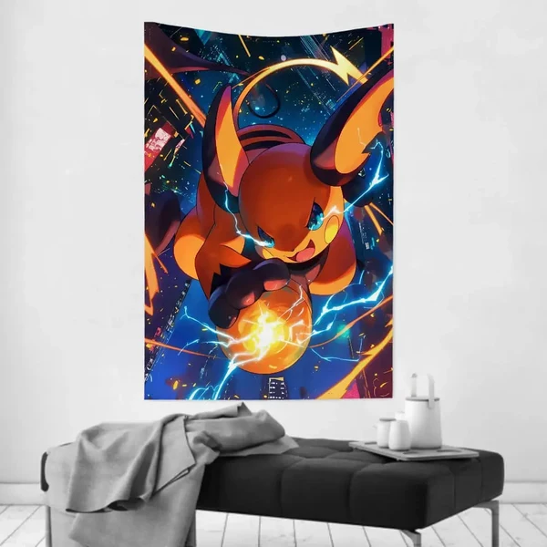 Dependable Raichu Pokemon Tapestry Solid