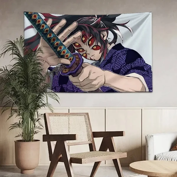 High-End Kokushibo Wall Tapestry – Demon Slayer Upper Moon Decor Traditional