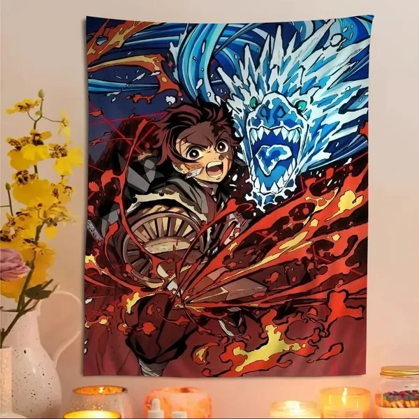 World-Class Tanjiro Water Spirit Blue Dragon Tapestry Proven