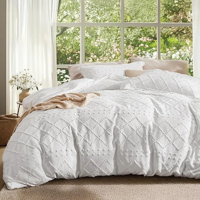 Fine Bedsure Boho Duvet Cover Full Size – White Breathable amp Soft Boho Bedding Machine Washable Comforter Cover for All Seasons Includes 1 Duvet Cover 80 quot x90 quot with 2 Pillow Shams amp Zipper Closure Top-Quality