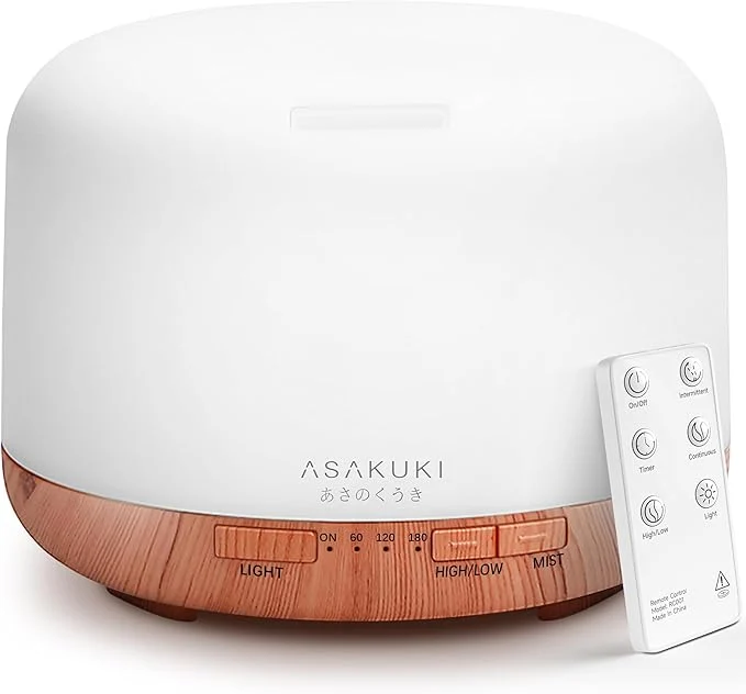 Stylish ASAKUKI Essential Oil Diffuser for Home 500ML Aromatherapy Diffuser Humidifier Versatile